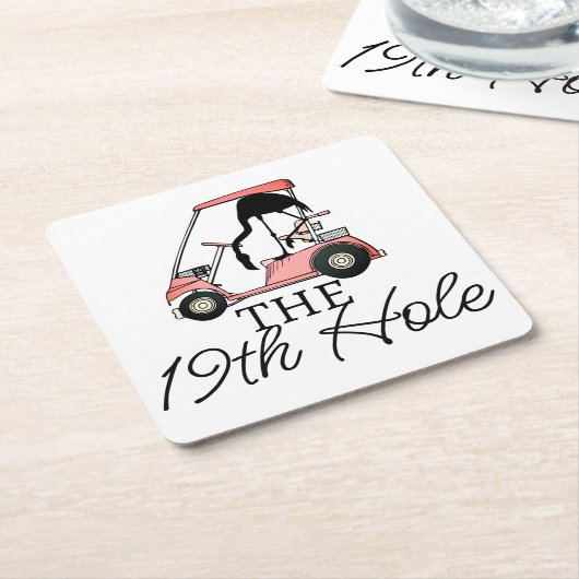 19thおもしろいホールゴルフカートFlamingo スクエアペーパーコースター (アングル)