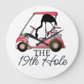 19thおもしろいホールゴルフカートFlamingo ラージ壁時計 (正面)