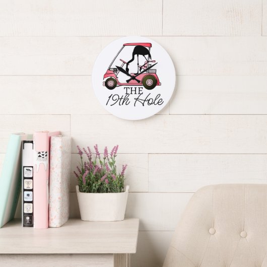 19thおもしろいホールゴルフカートFlamingo ラージ壁時計 (読書スペース)