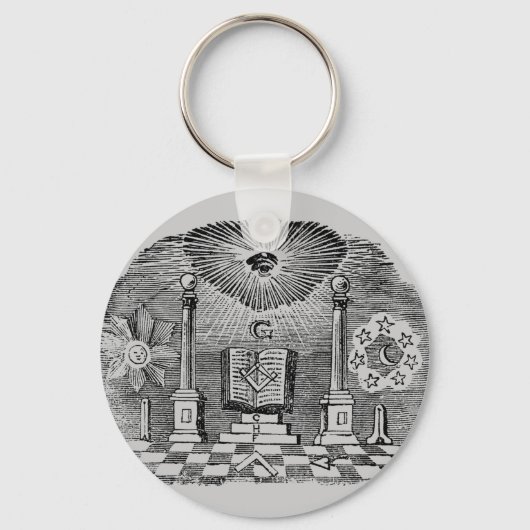 19thセンチュリーマソニックブロックカット版木、銅版、版画 キーホルダー (正面)