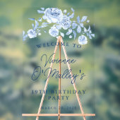 19thバースデーパーティーウェルカムブルーバラフローラ アクリルサイン (ニュートラル)