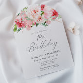 19thバースデーパーティーピンク牡丹フローラアーチ 招待状