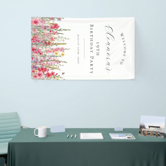 19thバースデーパーティー威厳がある誕生フラワーウェルカム 横断幕 (トレードショー)