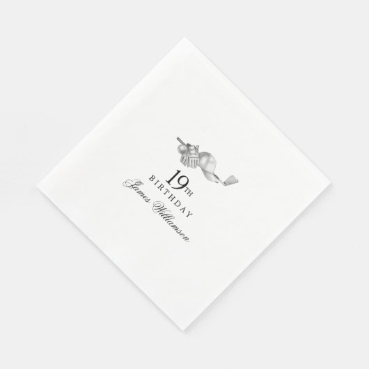 19thパーソナライズされたバースデーパーティーゴルフテーマ スタンダードランチョンナプキン (角)