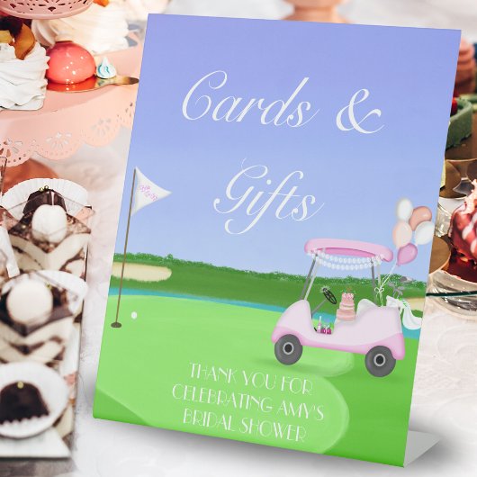 19thホールブライダルシャワーゴルフカード&ギフト 台座サイン
