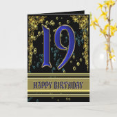 19th誕生日カードと金ゴールドとバブル カード (黄色い花)