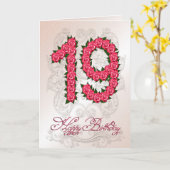 19th誕生日カード(バラと葉付) カード (黄色い花)