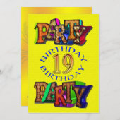 19th誕生日パーティーの招待状 招待状 (正面/裏面)