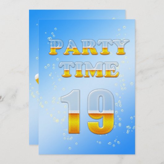 19th誕生日パーティーへのビールの招待 招待状 (正面/裏面)