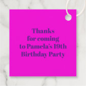 19th誕生日パーティー女の子パープルピンク黄色お気に入り フェイバータグ (裏面)