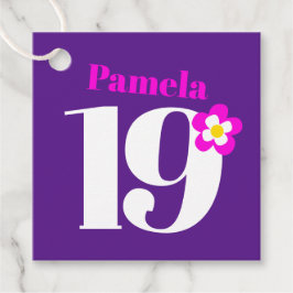 19th誕生日パーティー女の子パープルピンク黄色お気に入り フェイバータグ