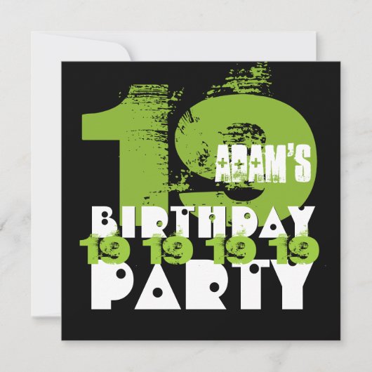 19th誕生日パーティー19歳グランジZ19A 招待状 (正面)