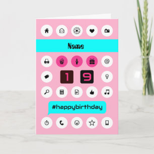 19th birthday名前の電話アイコンを頭が切れる追加する カード