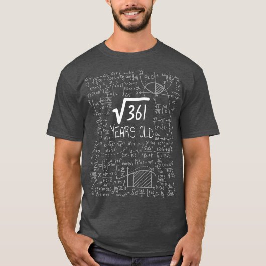 19th Birthday Graphic Square Root of 361 19 Old Tシャツ (正面)