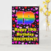 19th Birthday: Loving Hearts Pattern, Rainbow # 19 カード (黄色い花)