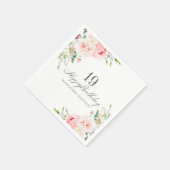 19th Birthday Partyが提供するピンクのフローラ スタンダードカクテルナプキン (角)