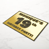 19th Birthday Party — はっきりした Wood Grainフェイク文字 箔招待状 (回転した状態)