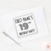 19th Birthday Party:アールデコスタイル+名前をカスタムする スクエアシール (封筒)