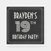 19th Birthday Party:アールデコスタイル+名前をカスタムする スタンダードランチョンナプキン (正面)