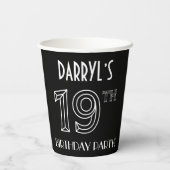19th Birthday Party:アールデコスタイル+名前をカスタムする 紙コップ (裏面)