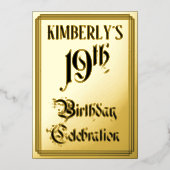 19th Birthday Party – スクリプエレガントト+名前をカスタムする 箔招待状 (正面)