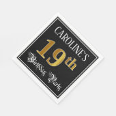 19th Birthday Party – スクリプファンシート、フェイク金ゴールド・ルック スタンダードランチョンナプキン (角)