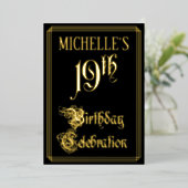 19th Birthday Party – スクリプファンシート&名前をカスタムする 箔招待状 (立ち正面)