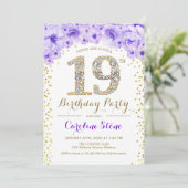 19th Birthday Party – ホワイト金ゴールドパープル 招待状 (スタンド正面)