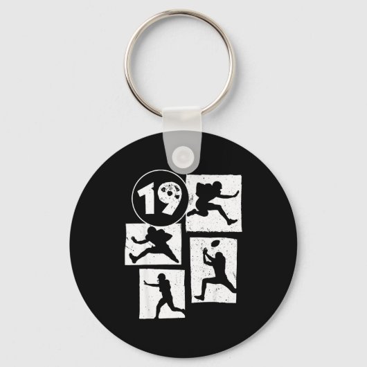 19th Birthday Retro American Football 19 Years Old キーホルダー (正面)