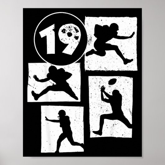 19th Birthday Retro American Football 19 Years Old ポスター (正面)