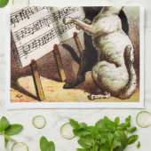 19th C.ネコを歌う キッチンタオル (折り畳み)