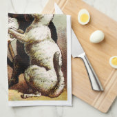 19th C.ネコを歌う キッチンタオル (四つ折り)