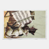 19th C.ネコを歌う キッチンタオル (横)