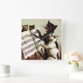 19th C.ネコを歌う スクエア壁時計 (ホーム)