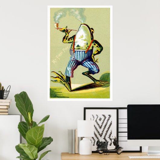 19th C.パイプ喫煙カエル ポスター (ホームオフィス)