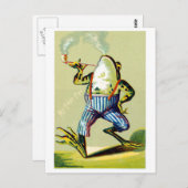 19th C.パイプ喫煙カエル ポストカード (正面/裏面)