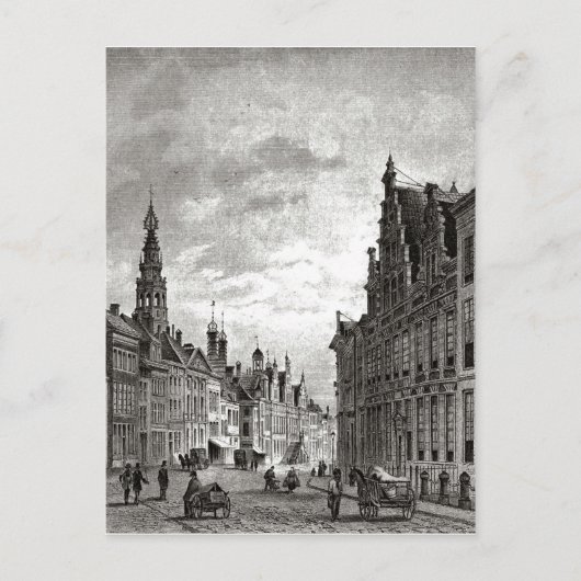 19th century Leiden,メイン通り ポストカード (正面)