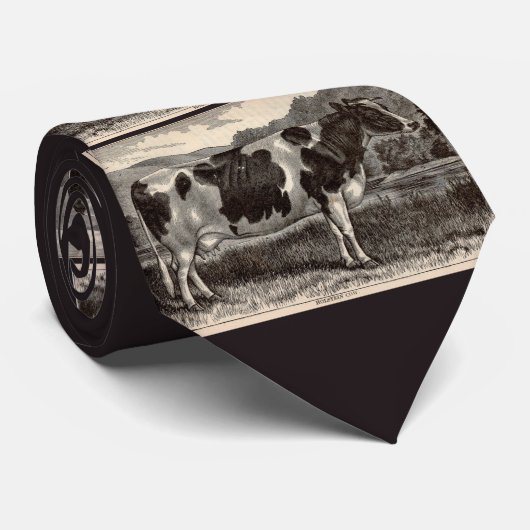 19th century print Holstein cow print ネクタイ (ロール)