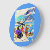 19th century yacht race ラージ壁時計 (傾斜)