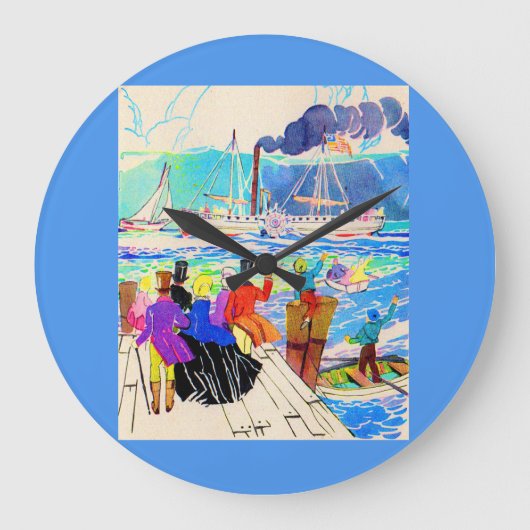 19th century yacht race ラージ壁時計 (正面)