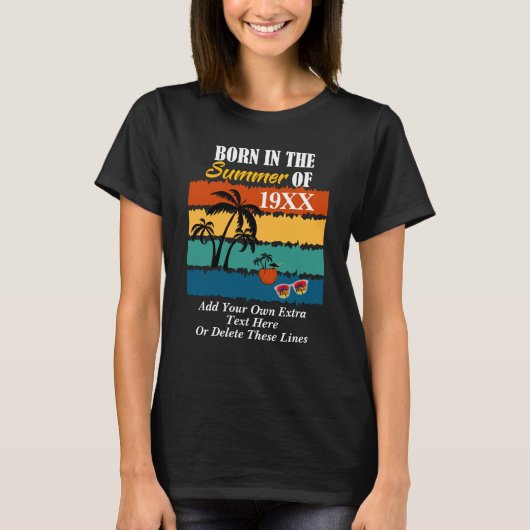 19xx年夏生まれ 20xx年 お好きなテキストメッセージ 夕焼け tシャツ (正面)