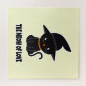 1.かわいい美しい黒猫の愛 ジグソーパズル (横)