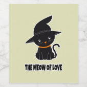 1.かわいい美しい黒猫の愛 ワインラベル (シングルラベル)