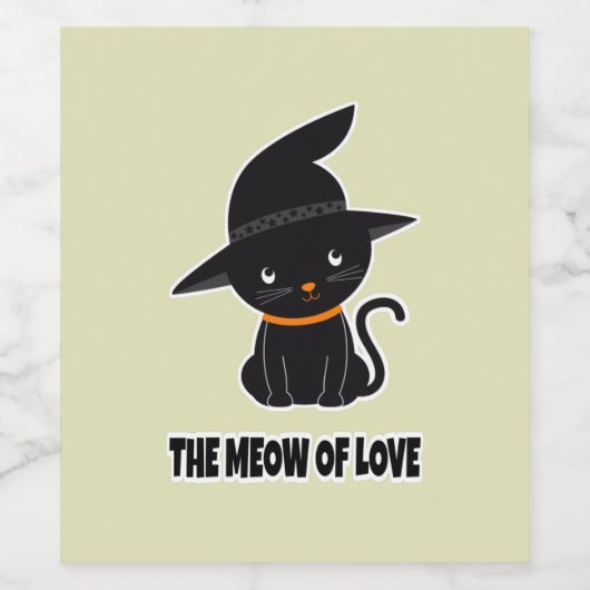 1.かわいい美しい黒猫の愛 ワインラベル (シングルラベル)