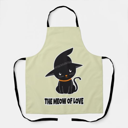 1.かわいい黒猫の愛のニャー エプロン (正面)