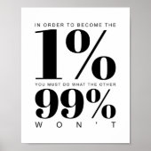 1%になるために |やる気を起こさせる引用文 ポスター (正面)