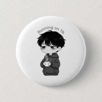 1%の共感できるちびキャラコーヒーイラストで走る 缶バッジ