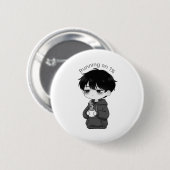 1%の共感できるちびキャラコーヒーイラストで走る 缶バッジ (正面&裏面)