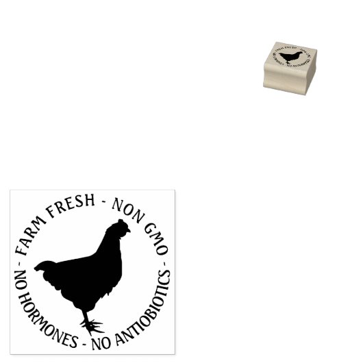 1"エッグカートンスタンプと鶏農場新鮮 – NON GMO ラバースタンプ (押印)