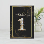 1 エレガントなダイヤモンドの印刷可能なテーブルナンバー 招待状 (スタンド正面)